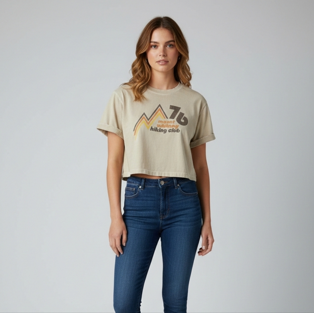 Girl Dangerous "Mount Whitney Hiking Club" Crop Tee SZ MED